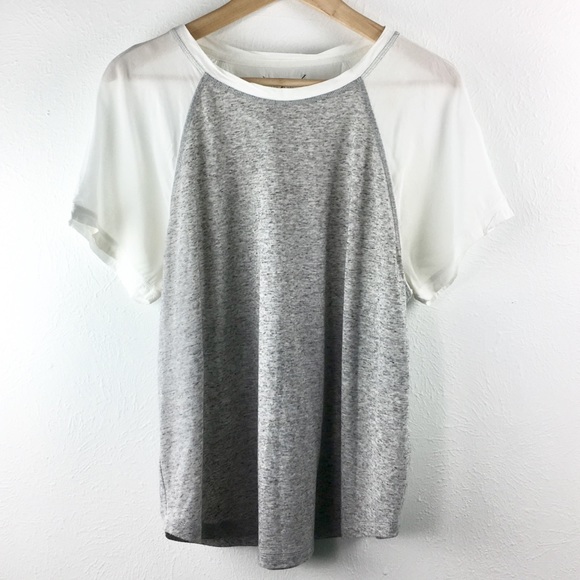 Lou & Grey Tops - Lou & Grey White and Gray Short Sleeve Shirt